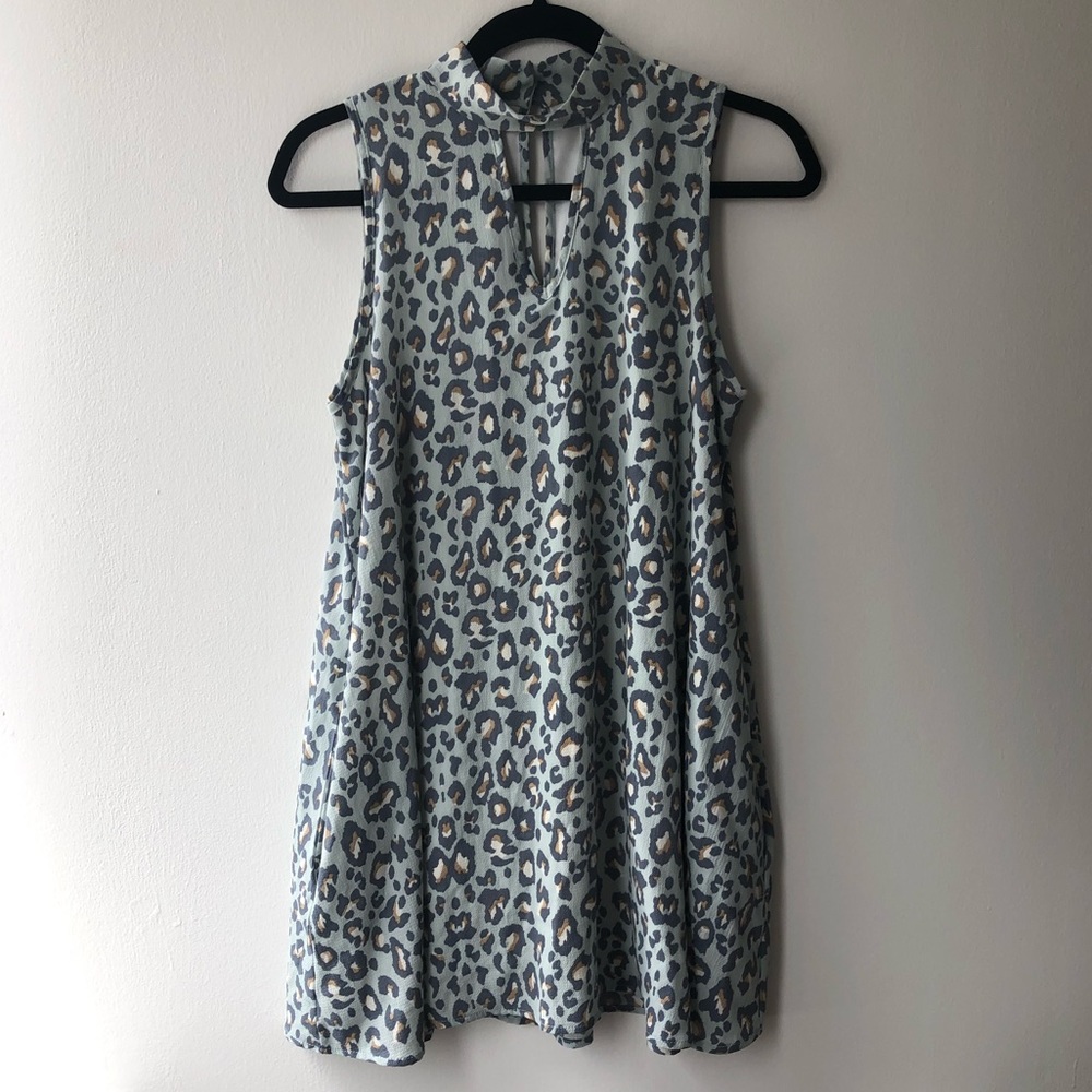 Karlie Blue Leopard Mini Dress